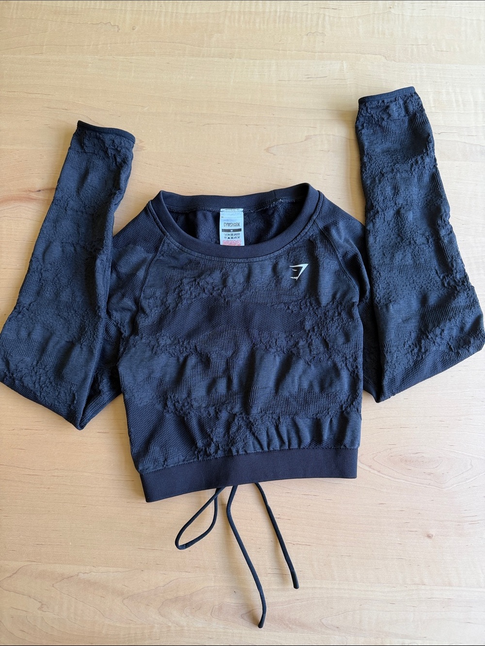 GYMSHARK Adapt Lace Up Back Seamless Cropped Long Sleeve Top
